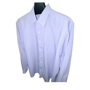 Brooks Brothers Blue Check Dress Shirt Mens 16.5 -35 No Iron Classic Fit
